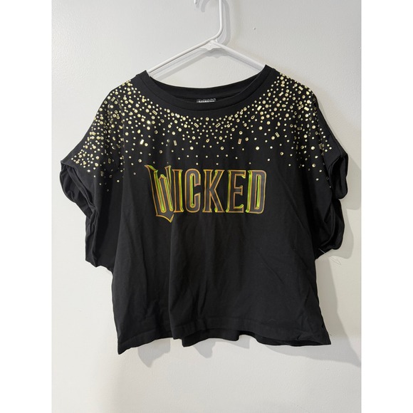 Universal Studios Tops - Wicked Universal Studios Black Rhinestone Embellished Crop Graphic T-Shirt L